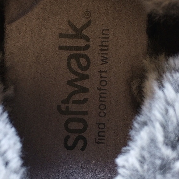 Softwalk Helena Faux Fur Suede Booties 7.5W Black Grey - Picture 3 of 9